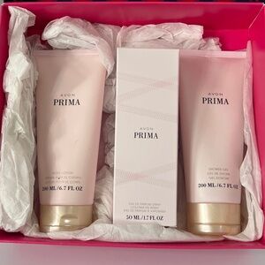 Avon Prima gift set full sizes perfume, shower gel, body lotion new in box